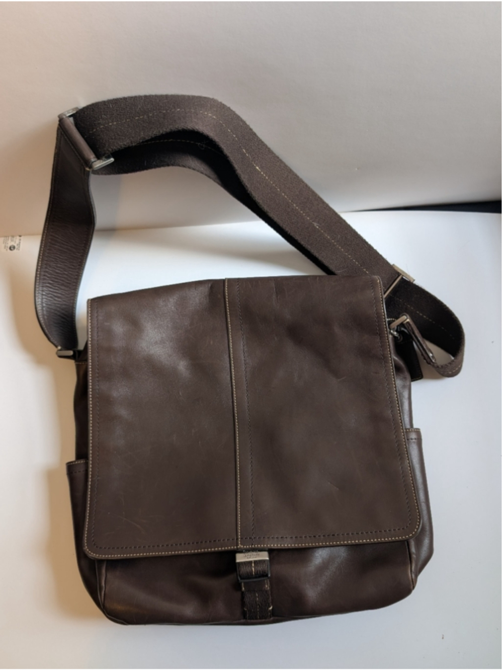 Vintage COACH 05A02 Brown Leather Messenger Bag Crossbody Transatlantic Map Bag